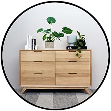 oruii Black Circle Mirror, 20 inch Round Mirror, Wall Mirror Circular, Black Bathroom Mirror, Round Wall Mirrors for Living Room, Bedroom, Bathroom, Washroom, Rustic, Vanity.