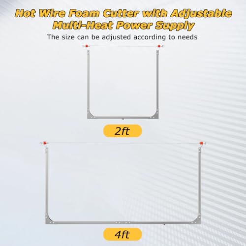 Adjustable 4FT Hot Wire Foam Cutter with Adjustable Multi-Heat Power Supply, Foam Wire Cutter with Extra Cutting Blades, For Styrofoam/EIFS/XPS/EPS - Image 2