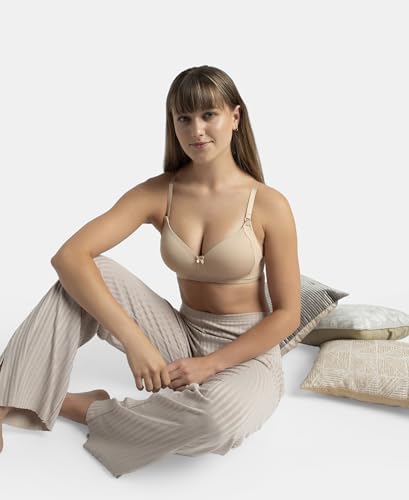 Image of Jockey 1816 Women Wirefree Padded Soft Touch Microfiber Elastane Stretch Full Coverage T-Shirt Bra with Lace Styling