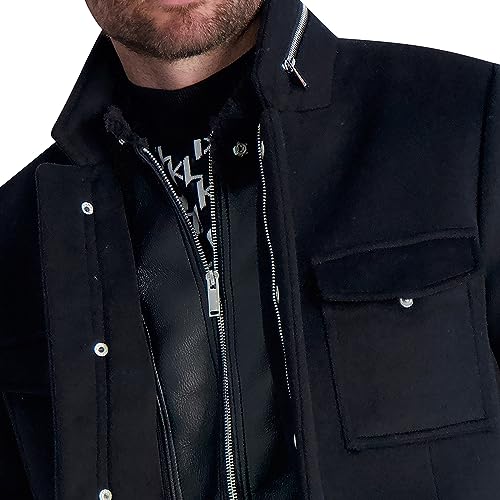 Karl Lagerfeld Paris Men's Faux Shearling Bib Coat4