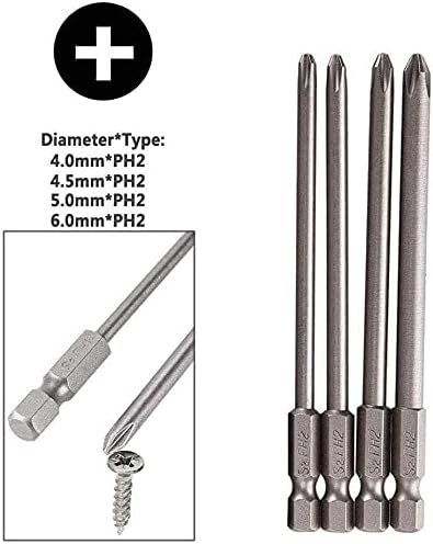 Miniatura 4 de Juego de 16 puntas de destornillador magnético de 14 pulgadas de largo con vástago hexagonal de 14 pulgadas (3.937 in) de largo, llave Allen de