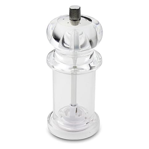 Combination Pepper Mill and Salt Shaker 2-in-1, Durable Non-Corrosive Ceramic Gears, 14.5cm - Clear Acrylic Cover