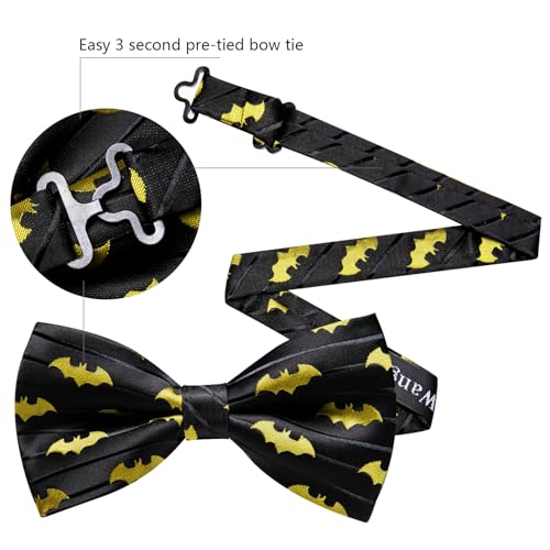 Image of YOHOWA Mens Bow Tie Set Paisley Coloful Pre-tied Bowties Adjustable with Handkerchief Cufflinks Wedding Prom Party