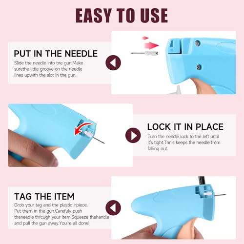 Image of Stitchy Micro Tagging Gun Blue and Pink - Total 4000 Fasteners Portable Hemming Tool Applicable to Temporary Hems on Shirt Sleeves Pants and Dresses