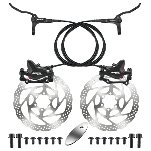 MTB Disc Brake Set Hydraulic Disc Brake Kit with 160mm Rotors Left Front 850mm & Right Rear 1450mm Aluminum Oil Pressure Calipers Levers for Mountain Bike E-Bike Fat Bike Road Bike