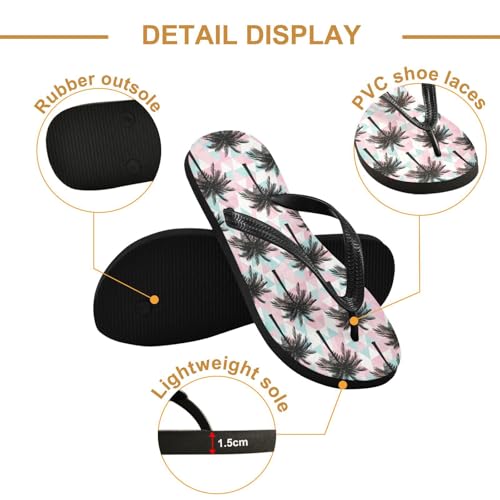 Palm Tree Pink Triangle Flip Flops for Beach Thong Sandals Anti-slip Lightweight Flat Slippers for Summer Outdoor Travel3