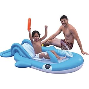 haohaiyo Opblaasbaar waterspeelcentrum, kinderbadje met glijbaan, speelcentrum voor kinderen, opzetzwembad, kinderbadje met walspray, watersproeier