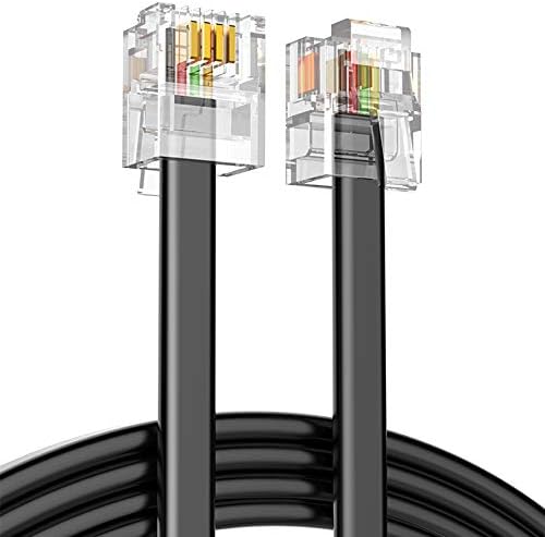 Ancable RJ11 Telephone ADSL Cable Cord 1M, 6P4C Telephone Plug High Speed Internet Broadband Male to Male Router and Modem to RJ11 Phone Flat Cable for Landline Modem Accessory Black