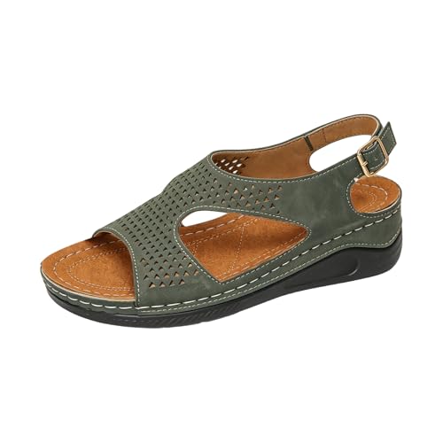 SCBFDI Zapatos Destalonados Mujer Sandalias de Material con Suela Antideslizante, Diseño Abierto y Confort para Uso Diario Estival Casual Zuecos Sanitarios Mujer Verde 37