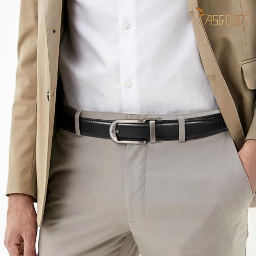 JASGOOD Mens Ratchet Leather Belt Men Casual Dress Belt Automatic Adjustable Click Belts with Slide Buckle3