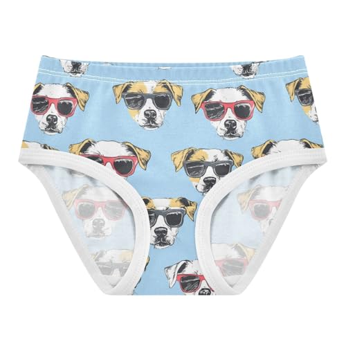 ZZKKO Dog Wearing Sunglasses Girls Underwear Toddler Panties for Girls Comfort Brief Size 2T-8Y