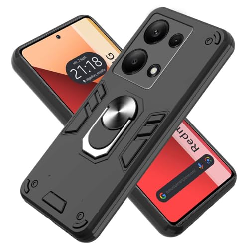 Tumundosmartphone Custodia Tough Armor Con Anello Girevole Nero Per Xiaomi Redmi Note 13 Pro 4G