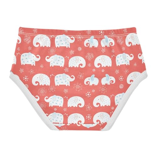 Little Girl Underwear Toddler Panties Kids Undies Elephant White Print Red Cute Soft Cotton Briefs 2T-8Y2