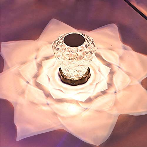 Crystal Light - lampe de table sans fil pour manger et afficher | Base en métal poli avec couverture acrylique géométrique, contrôle tactile, luminaire LED rechargeable pour les améliorations de la dé