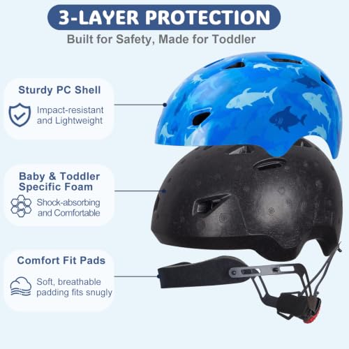 Image of Toddler Helmet, Adjustable Kids Bike Helmet for Ages 1-3-8