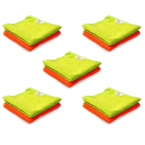 Gizga Essentials Microfiber Cloth, 240 GSM, Highly Absorbent Multipurpose Cloth for Laptop, Mobile Screen Cleaning, Automotive Microfibre Towels for Car Bike Cleaning Polishing, Kitchen Cloth, 10 unit