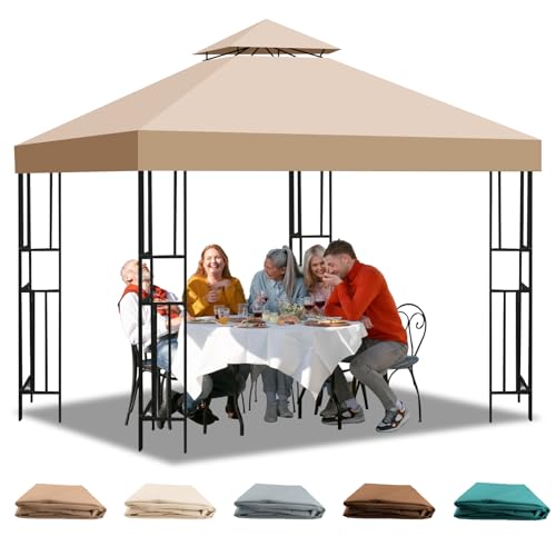 Pavillon Ersatzdach 3x3 m Wasserdicht – Doppeldach mit Air Vent UV-beständig, Stabil Winterfest, Atmungsaktiv, Gazebo Ersatz Dach, perfekt für Garten, Camping(Polyester 300D)
