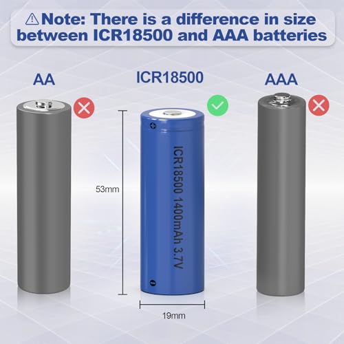 Perprokay 1400Mah 3.7V Icr 18500 Li-Ion Rechargeable Batteries 4 Pack thumb #3