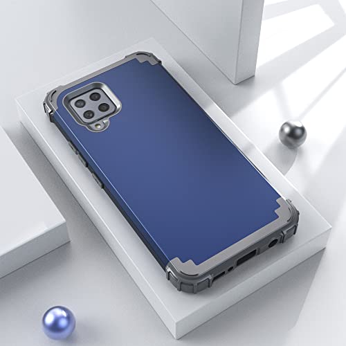 IDweel Galaxy A42 5G Case with Tempered Glass Screen Protector, Hybrid 3 in 1 Shockproof Heavy Duty Hard PC Cover Soft Silicone Rugged Durable Bumper Full Body Cover for Samsung Galaxy A42,Blue