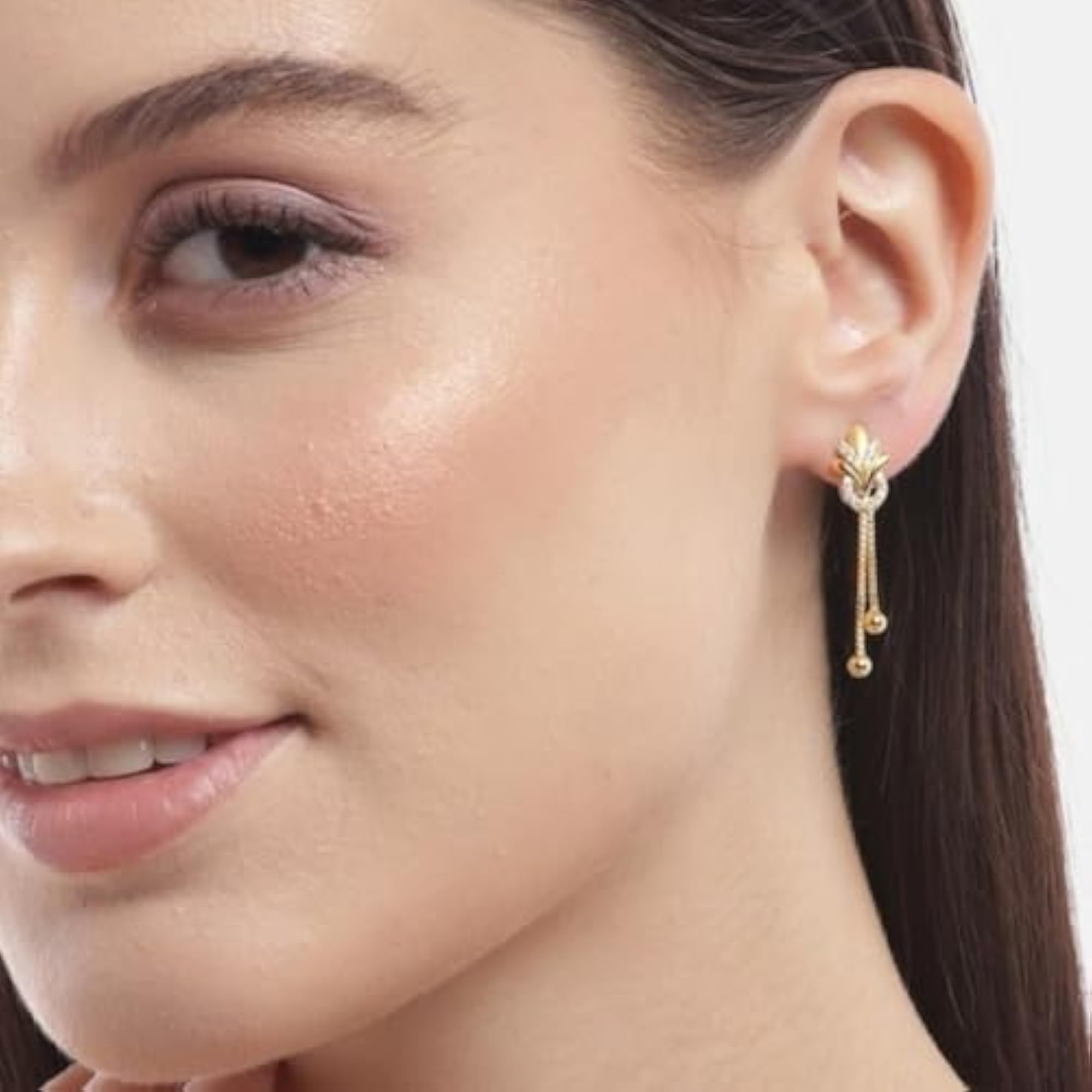 925 Sterling Silver Cubic Zirconia Leaf Drop Earrings Hamper