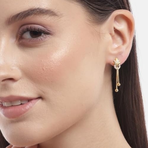 Image of ZAVYA 925 Sterling Silver Cubic Zirconia Circular Gold Plating Earrings | | Gift for Women and Girls | With Certificate of Authenticity and 925 Hallmark