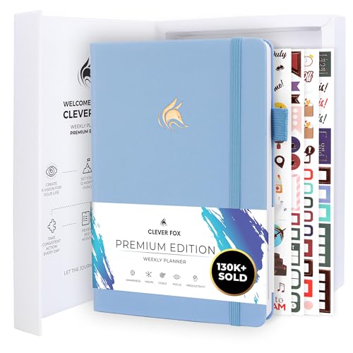 Clever Fox Planner Premium Undated Weekly & Monthly Planner Organizer for Productivity & Time Management A5 (Light Blue)