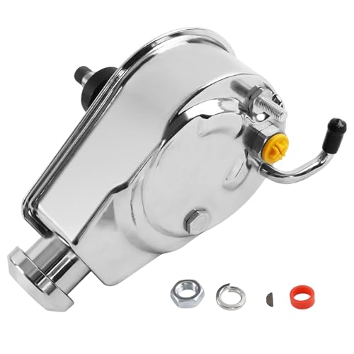 Power Steering Pump Saginaw P Series 5/8 Keyway Compatible with GM Vehicles (Chevrolet GMC Buick Oldsmobile Pontiac) SBC 350 Chrome Finish
