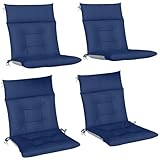 Outsunny Patio Chair Cushions Set of 4, Waterproof Lounge Chair Cushions with Ties, Non-Slip Replacement Seat Pads for Indoor Outdoor, Garden Furniture, 44"x21", Navy Blue