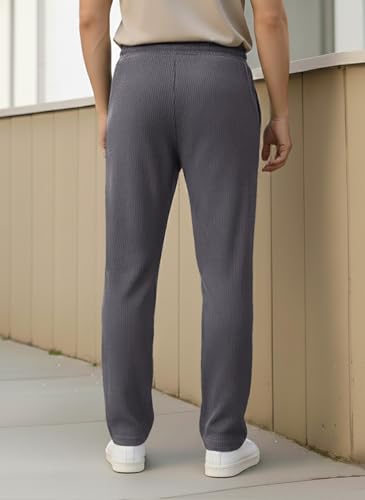 Image of Pinkmint Men's Poly Lycra Ribbed Relaxed Fit Stretchable & Comfortable Trouser | Flexible Elastic Waist with Drawstring Lower for Man