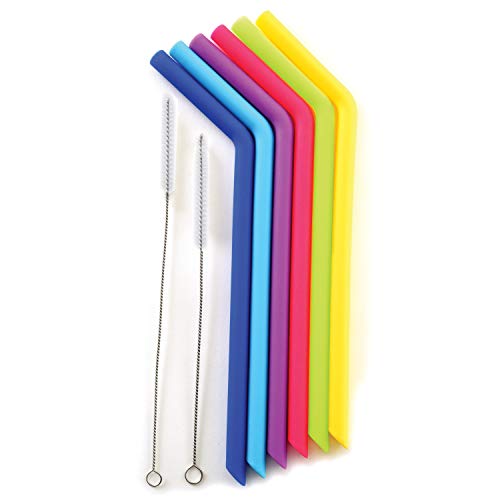 Norpro 6 pitillos reutilizables de silicona con 2 cepillos miniatura 1