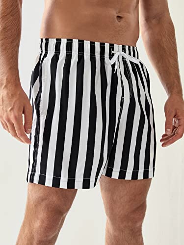 OYOANGLE Men's Striped Swim Trunks Quick Dry Beach Board Shorts Swimwear4