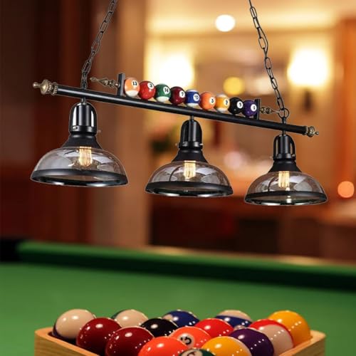 Pendellampe Retro Billard Industrieller E27 Lampe Pendelleuchte Schwarz 3 Flammig Design Hängelampe Vintage HäNgelampe Höhenverstellbare Hängeleuchte KüCheninsel Bar Café Esstisch Loft Kronleuchter