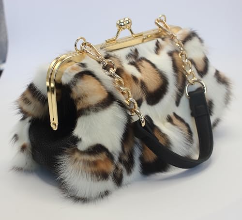 Image of Luxurious Fashion Natural Fox Fur with Hair Handbag for Women and Ladies