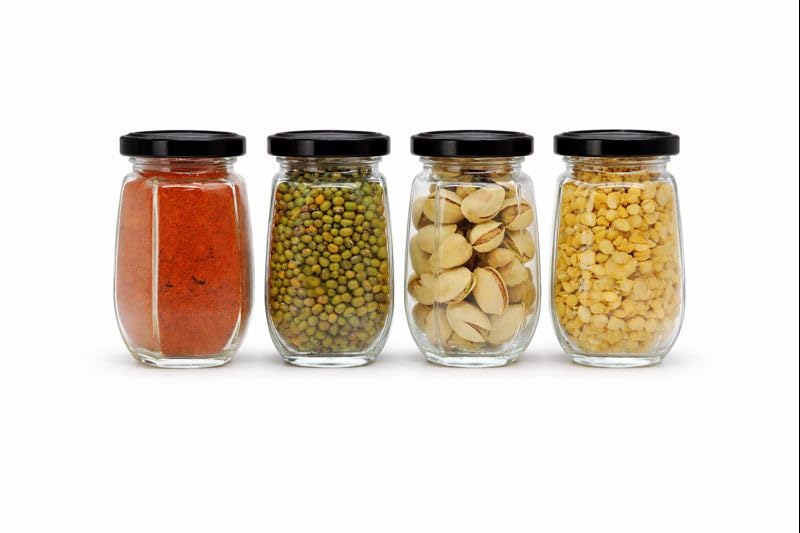 Image of Glass Jar with Air Tight Metal Lid I Kitchen Storage Jars for Spices, Coffee, Sugar & Dry Fruits I Grocery Storage Container I Kitchen Pantry Organiser Jar (CROWN SHAPE GLASS JAR - 750 ML - PACK OF 4)