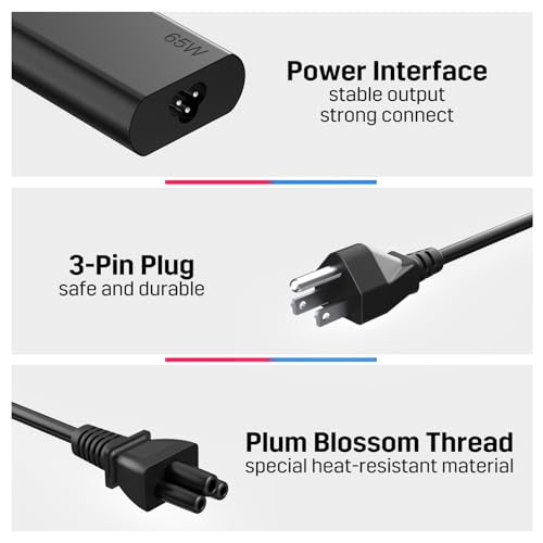 Image of 2026 Slim 65W USB C Laptop Charger Compatible with Lenovo Thinkpad T14 T14s T15 T16 X1 Yoga 7i Chromebook Type C AC Power Adapter Supply Cord