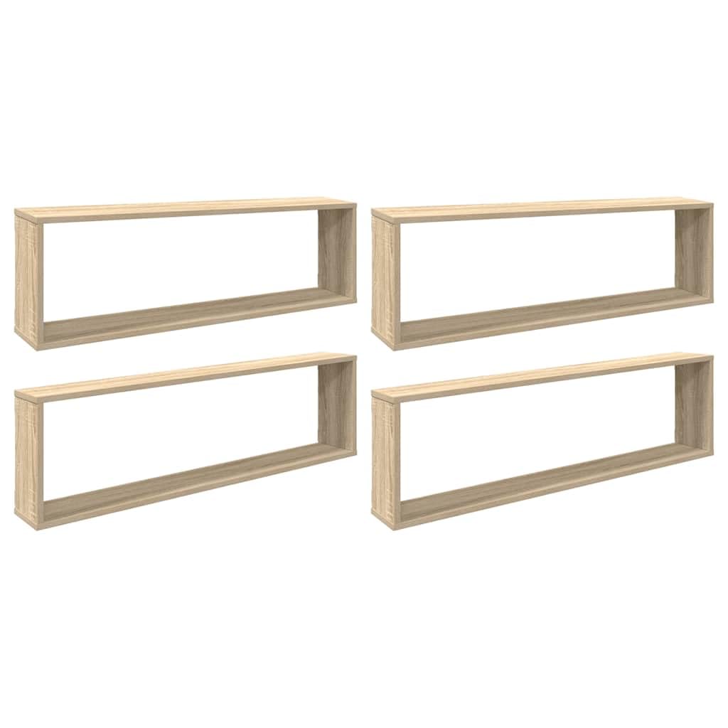 Étagères murales cube chêne Sonoma lot de 4 en bois d'ingénierie suspendu