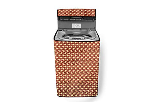 Image of Stylista Washing Machine Cover Compatible for LG 8 kg T9077NEDL1 Fully-Automatic Top Load Interlocked Ropes Pattern Brown