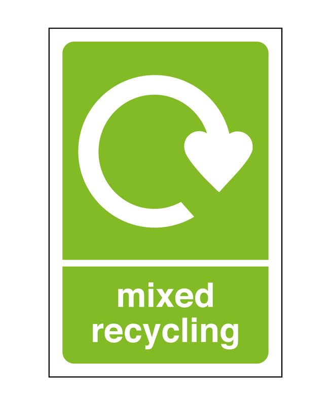 Mixed recycling sign - safety signs(Pack of 10) - High tack self-adhesive sticker (150mm x 100mm) Viewing Distance within 3m.