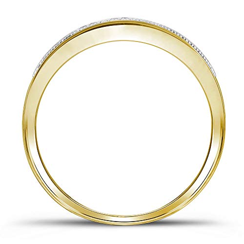 10K Yellow Gold Round Diamond Square Bridal Set 1/4 Cttw For Womens Engagement Wedding Anniversary Ring Band3