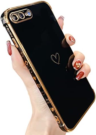 TQLGY Compatible with iPhone 7 Plus, iPhone 8 Plus Case, Luxury Electroplate Edge Bumper Case, Full Camera Lens Protection Raised Reinforced Corners iPhone 7 Plus/8 Plus Case (5.5 inch) - Black