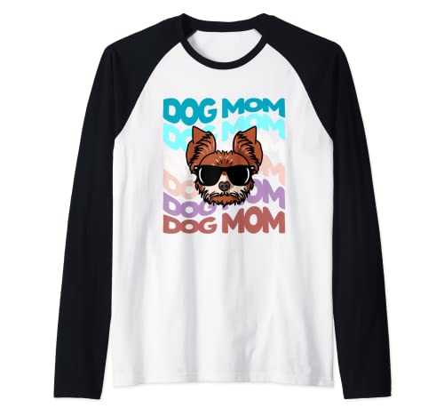 Hombre Retro Vintage Yorkshire Terrier Perro Mamá Cool Gafas de sol Camiseta Manga Raglan