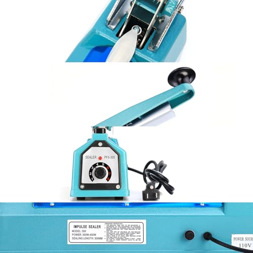 Image of Sealer Pro, Patented 12inch Impulse Heat Bag Sealer, 7mm Sealing Width Poly Bag Seal Machine, 2 Replacement Kits 2 Fuses Included, Blue