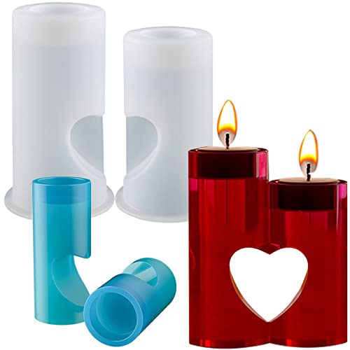 Zqysing 016 Tealight Candle Holder Resin Molds, Heart Candlestick Epoxy Casting Silicone Molds For Valentine'S Day Wedding Party Diy Candle Vessels Craft Decoration cover