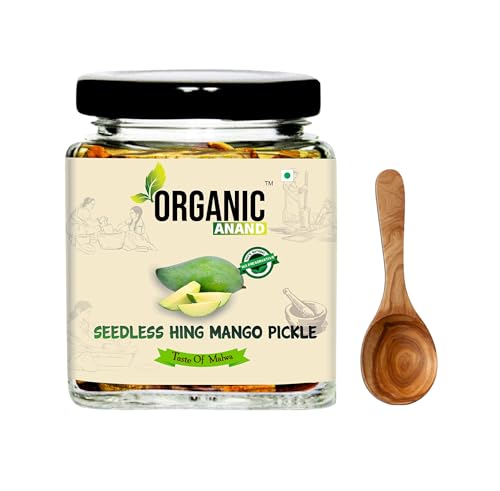 Image of Anand Organic Homemade Seedless Oil-Free Hing Mango Pickle 250gram Traditional Khatta Aam ka Achar, No Preservative