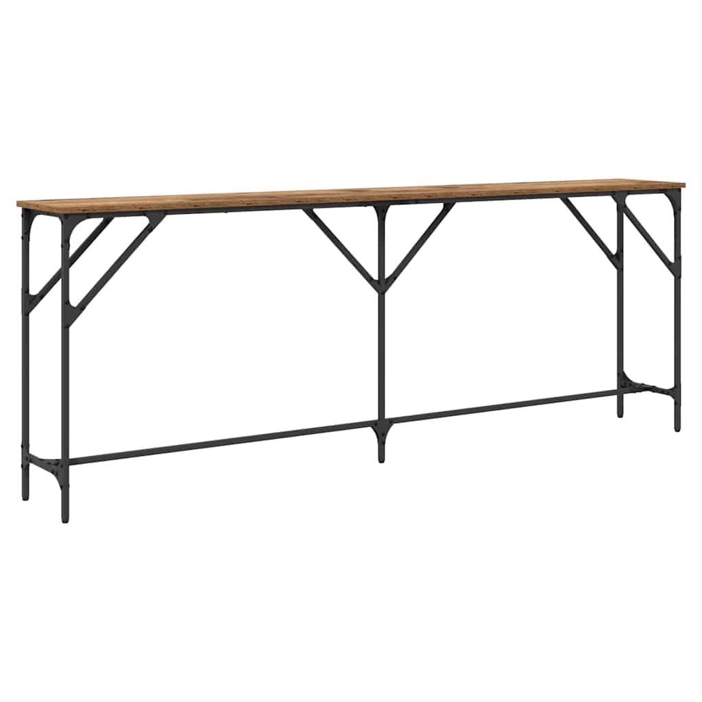 Konsola z drewna starego 200 x 29 x 75 cm z drewna warstwowego i metalu, stabilny stolik pomocniczy z miejscem do przechowywania, idealny do salonu, korytarza, biura i sypialni