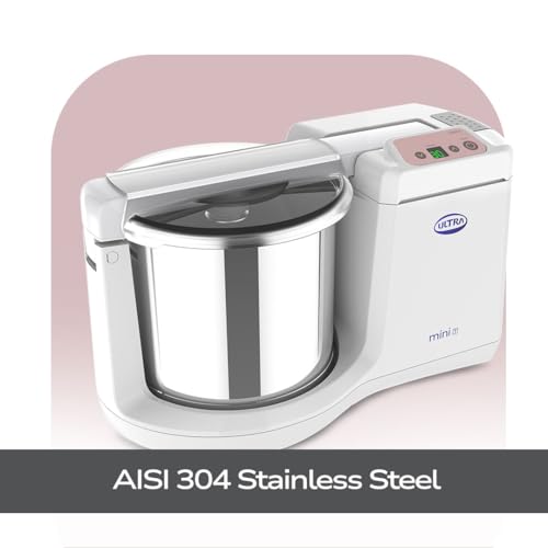 Image of Ultra Mini T 1.25 Litre Table Top Wet Grinder - White | Digital Timer - Fast Grinding Conical Stones, 85W Power & 5 Years Warranty | AISI 304 Food-Grade SS Multi Utility Cylindrical Drum, CE Certified