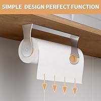 Paper Towel Holder Under Cabinet, Wall Mount, Adhesive or Drilling, Silver — image 2