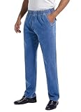 voeeron Mens Elastic Waist Jeans Relaxed Fit Denim Pants Casual Mens Elastic Waist Pants 36Wx28L Light Blue