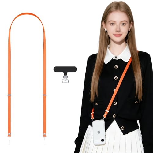 Zspoly - Zspoly Handy-Halsband Umhängegurt kompatibel mit iPhone 17/Pro/Max und den meisten Smartphones – für Männer und Frauen, verstellbar magnetischer Ersatzkettengurt mit Kamera-Schutz (Orange)