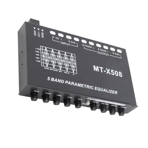 Yoidesu 5 Band Adjustable Car Audio Equalizer with Graphic Equalizer Capabilities,Better Sound Quality, Designed Crossover Amplifier for Precise Tuning, Optimal Audio and Improved Clarity